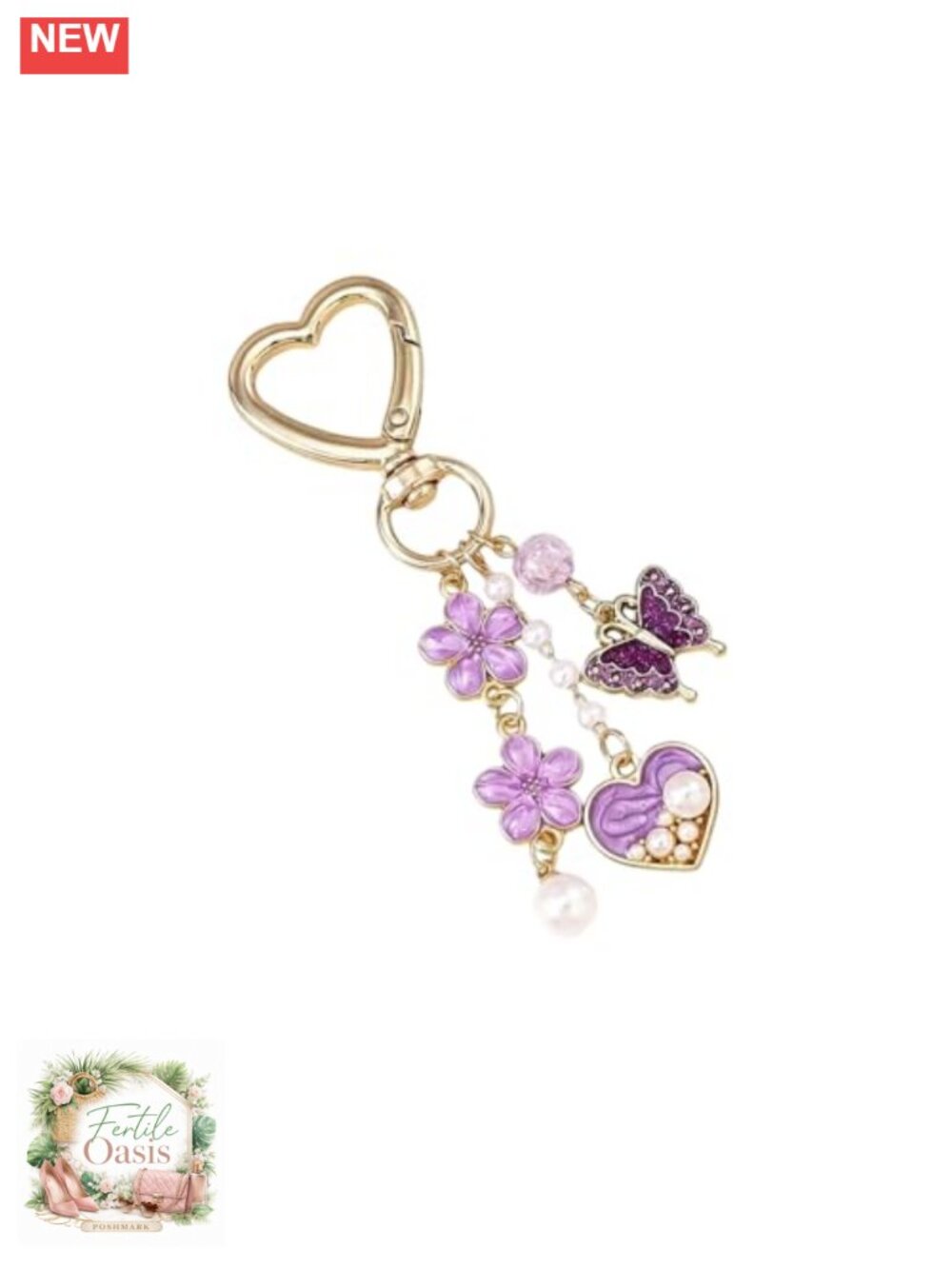 Elegant Butterfly Flower Keychain Rhinestone Key Ring for Women